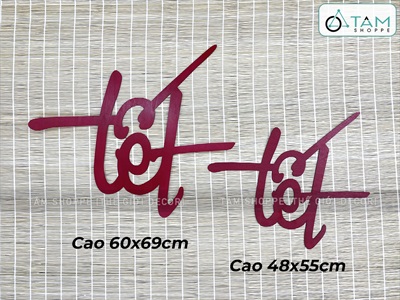 Chữ Tết thư pháp cỡ lớn bằng gỗ 55 - 70cm Kiểu 1 [Gỗ nhẹ - 1 - 2 lớp] CHUGO-20